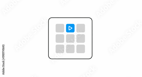 Play button on a grid icon.