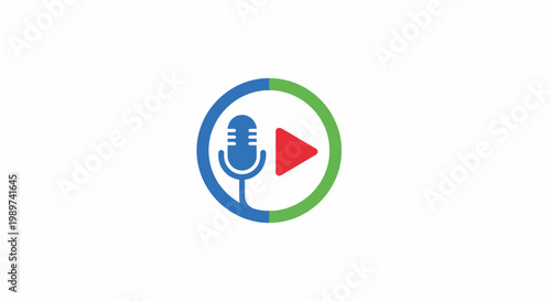 Play button with microphone icon.