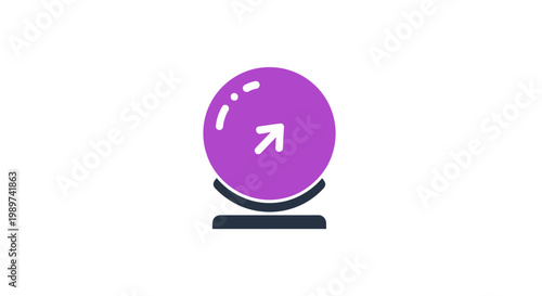 Purple crystal ball with white arrow.