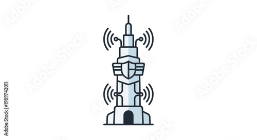 Radio Tower Broadcasting Signal Waves.