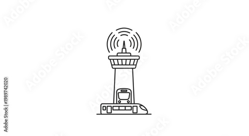 Radio tower broadcasting signal strong waves.