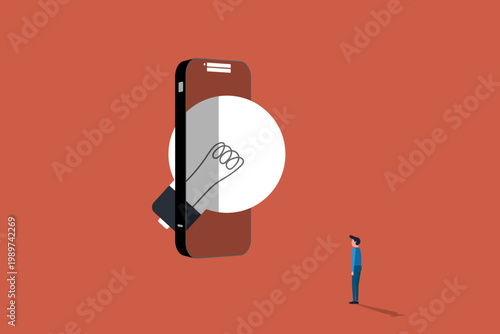 This illustration depicts the concept of generating business ideas and making money through online platforms or mobile apps