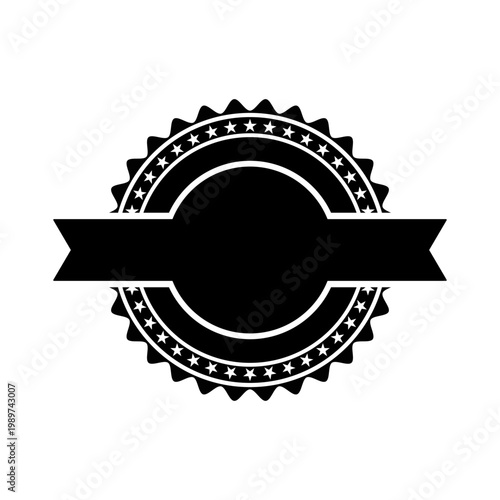 Bild auf Leinwand Black Vintage Circular Badge Vector Template with Ribbon and Stars for Awards and Certification