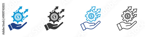 Financial icon set multiple style collection	
