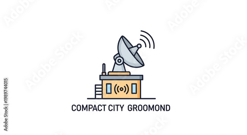 Satellite Dish On A Building Roof.