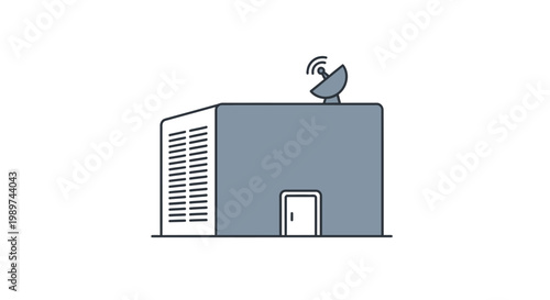 Satellite Dish on Building Roof Top.