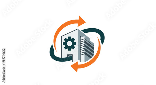 Server with gear and arrows rotating.