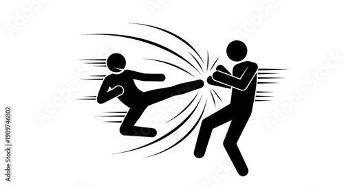 Martial Arts Fighters in Action Sequence.