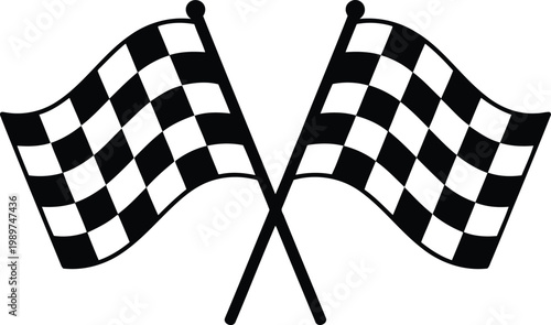 Two crossed checkered flags with checkered vector  illustration.