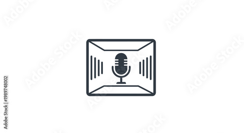 Microphone icon in a box frame.