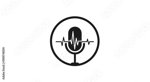 Microphone with sound wave symbol.