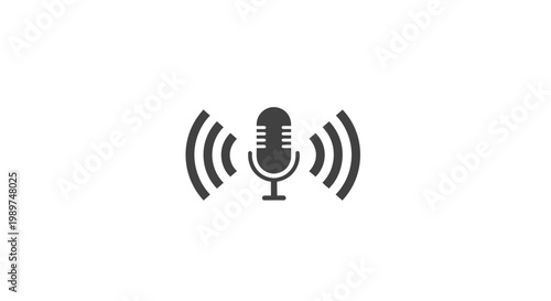 Microphone with sound waves emitting.