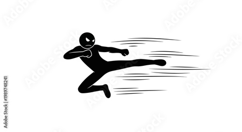 Ninja running with motion blur effect.