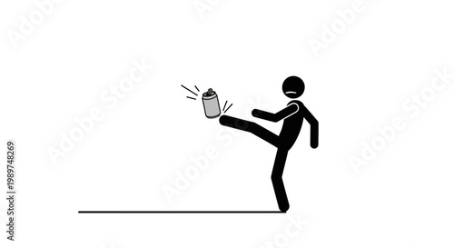 Person Kicking a Can Silhouette.