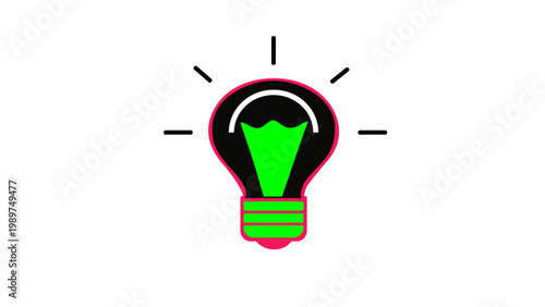 Creative idea light bulb icon with glowing inspiration, innovation concept flat vector illustration for business and startup ui ai
