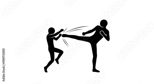 Silhouette of people practicing kickboxing.