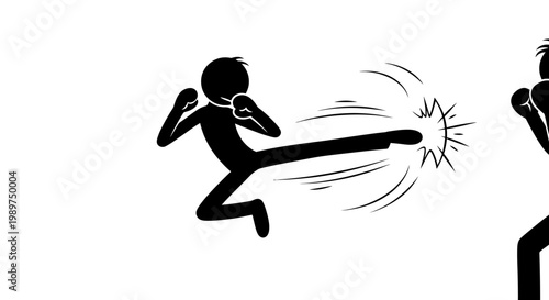 Person Kicking in Martial Arts Style.