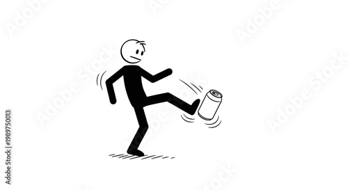 Person Kicking Trash Can Away Quickly.