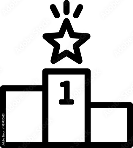 表彰台と星の優勝シンプルアイコン（Winner Podium with Star Icon）

