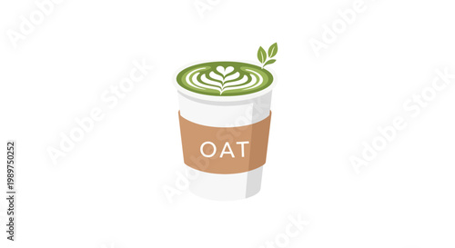 Oat milk latte in cup.