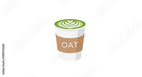 Oat milk latte in cup.