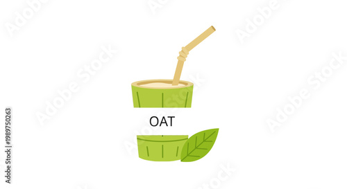 Oatmeal breakfast cereal with straw.