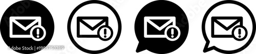 エラーメールのアイコン 注意・警告・トラブル通知を表すUIデザイン Error Mail Icon Warning Alert Notification UI Design
