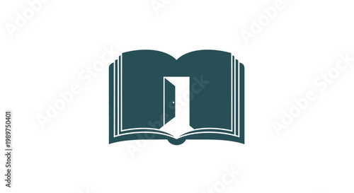 Open book with large letter.
