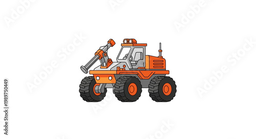 Orange Construction Tractor Vehicle Equipment.