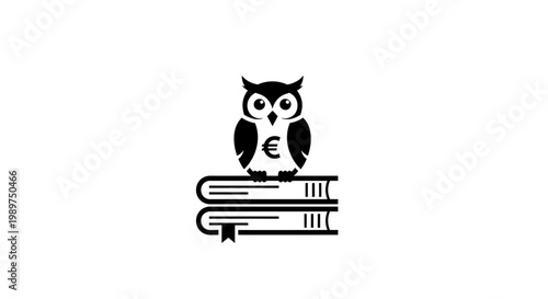Owl sitting on stack books.