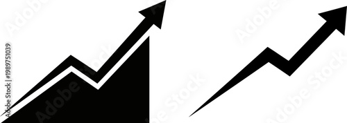 Growth and progress two black arrow icons representing positive trends