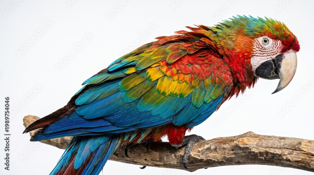 Obraz premium Vibrant blue and yellow macaw perched on a branch detailed portrait