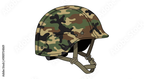 Camouflage military helmet illustration on white background