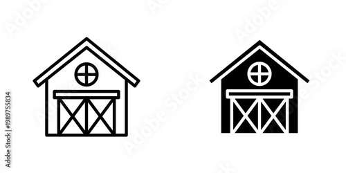 Barn icon on white background, editable stroke svg 10