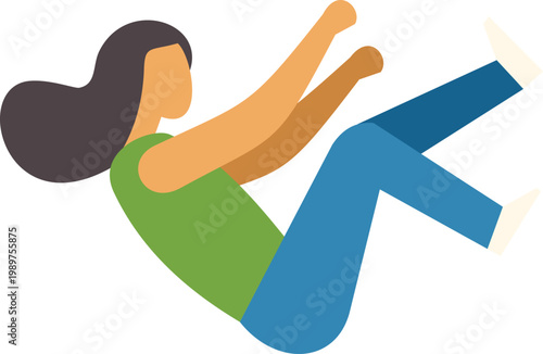 Woman vector character falling backwards symbolizing risk, danger, and loss of control