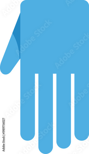 Blue protective medical glove vector icon for hygiene and safety
