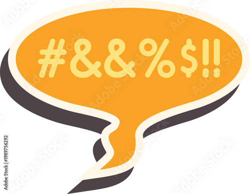 Yellow speech bubble with abstract symbols representing anger or strong emotions