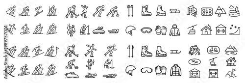 Winter sports icon set collection