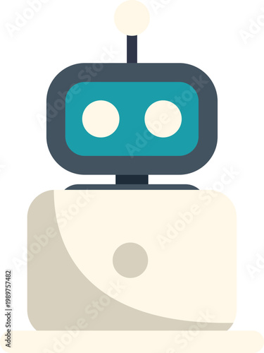 Cartoon style robot vector icon representing a digital assistant or ai helper