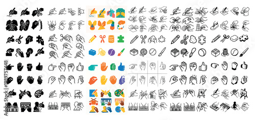 Diverse hand gesture icons collection