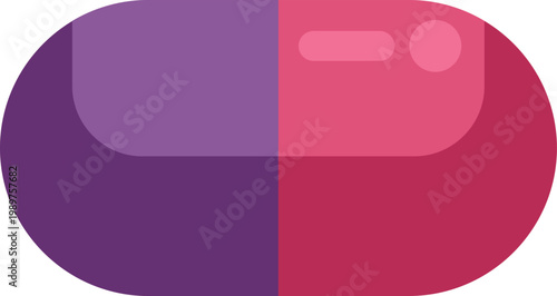 Purple and pink pill representing medical drug treatment and pharmaceutical care