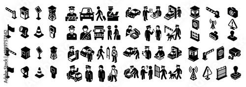 Security and traffic control icons set