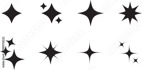 set of black silhouettes of stars