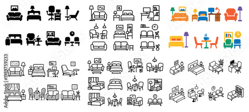 Furniture icons: living and dining sets