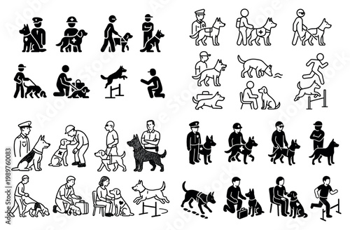 Guide dogs and trainers in action