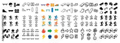 Skateboarding icons collection