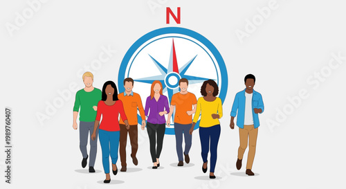 Diverse Group Walking Together.