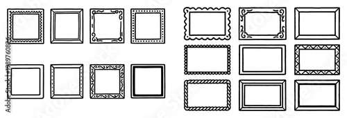 Decorative icons with frames and borders outline