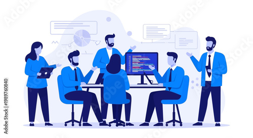 Business team working on computers.