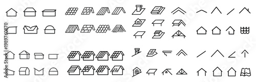 Diverse roof icon collection set